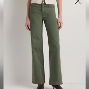 Quince Bella Stretch Straight Leg Organic Cotton Green Denim Jeans High Rise 30